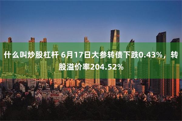   什么叫炒股杠杆 6月17日大参转债下跌0.43%，转股溢价率204.52%