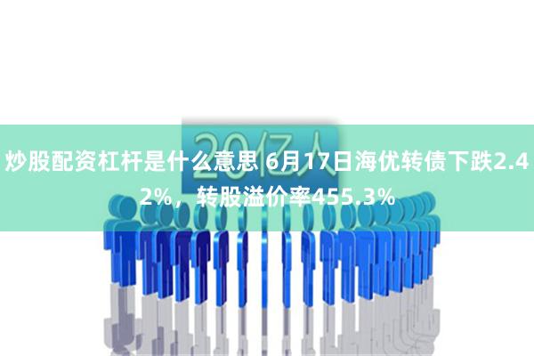 炒股配资杠杆是什么意思 6月17日海优转债下跌2.42%，转股溢价率455.3%