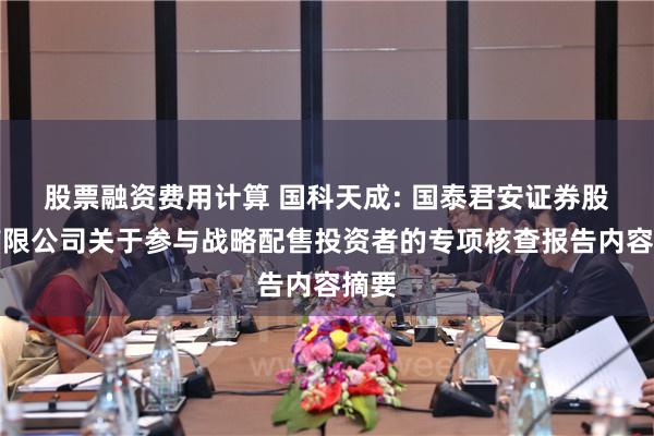 股票融资费用计算 国科天成: 国泰君安证券股份有限公司关于参与战略配售投资者的专项核查报告内容摘要