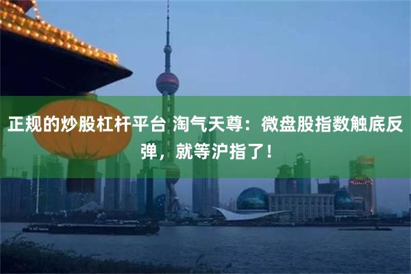 正规的炒股杠杆平台 淘气天尊：微盘股指数触底反弹，就等沪指了！