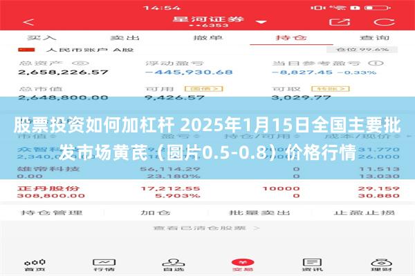 股票投资如何加杠杆 2025年1月15日全国主要批发市场黄芪